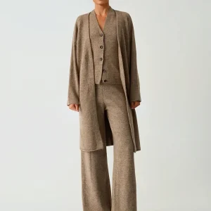 Ensemble trois pièces cardigan long et pantalon de loisirs