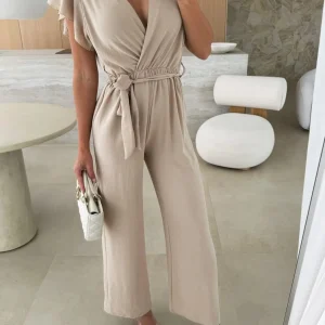 Roxanne - Élégante combinaison à jambes larges avec volants et ceinture