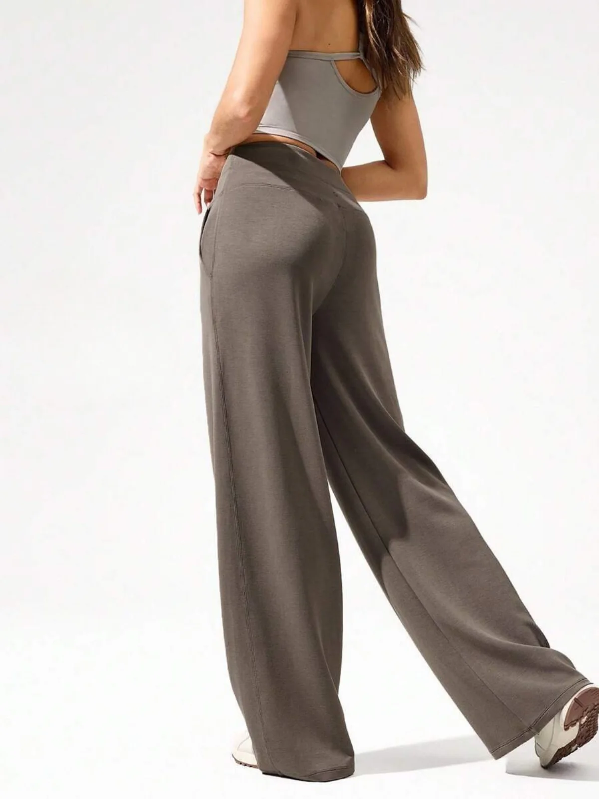 Pantalon de détente large en soie modale, taille haute, avec poches, pour un confort et un style au quotidien – Image 7