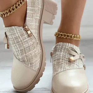 Louvica - Chaussures élégantes pour femmes avec blocs de couleurs et détails nœud