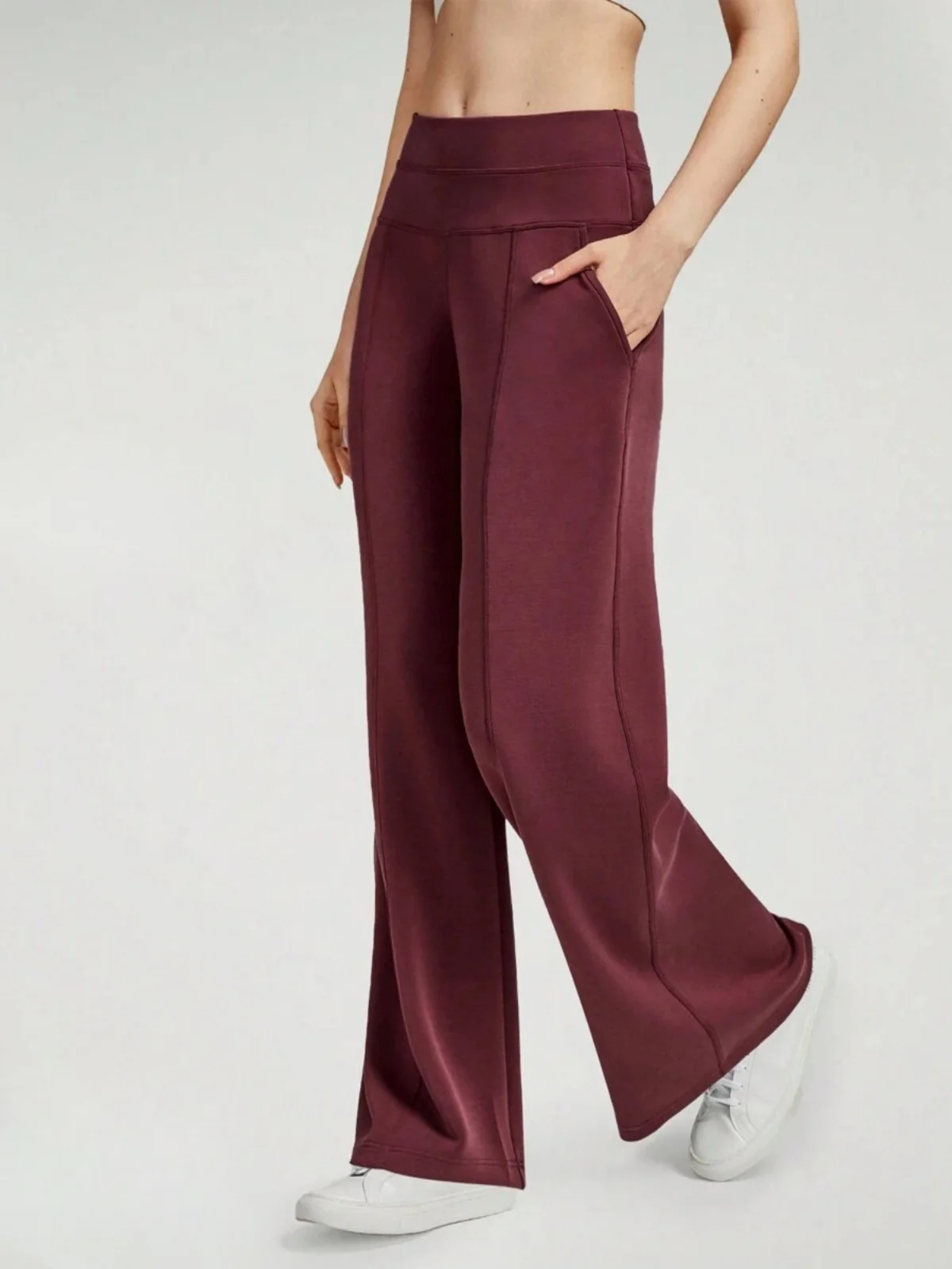 Pantalon de détente large en soie modale, taille haute, avec poches, pour un confort et un style au quotidien – Image 8