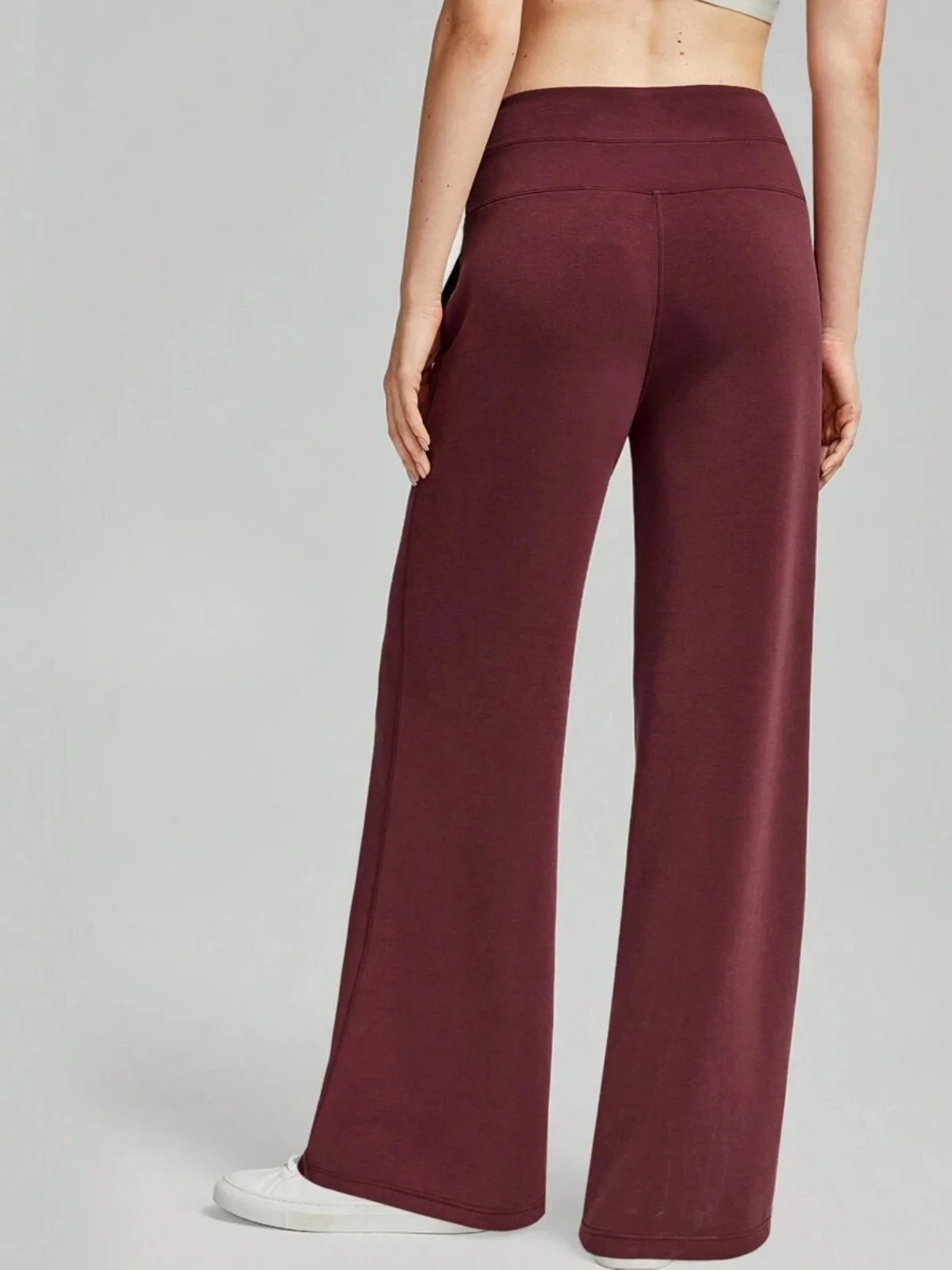Pantalon de détente large en soie modale, taille haute, avec poches, pour un confort et un style au quotidien – Image 9