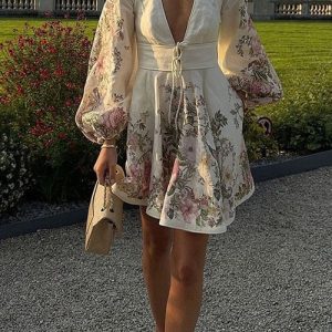 Adrienne - Mini-robe trapèze à motif floral