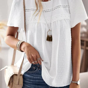 Lisa - Blouse élégante à manches courtes et pois suisses