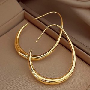 Boucles d'oreilles créoles en or en forme de U, minimalistes et luxueuses au quotidien