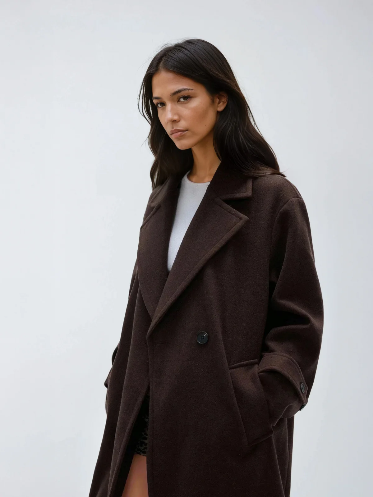 Manteau en laine oversize, confortable et chaud, revers élégant, style décontracté – Image 3
