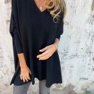 Silvana™ | Pull en maille col V manches longues