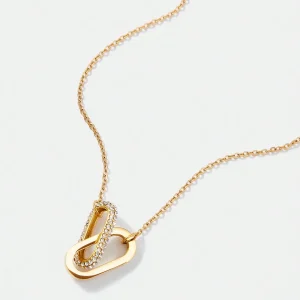 Collier géométrique en oxyde de zirconium plaqué or, éclat élégant