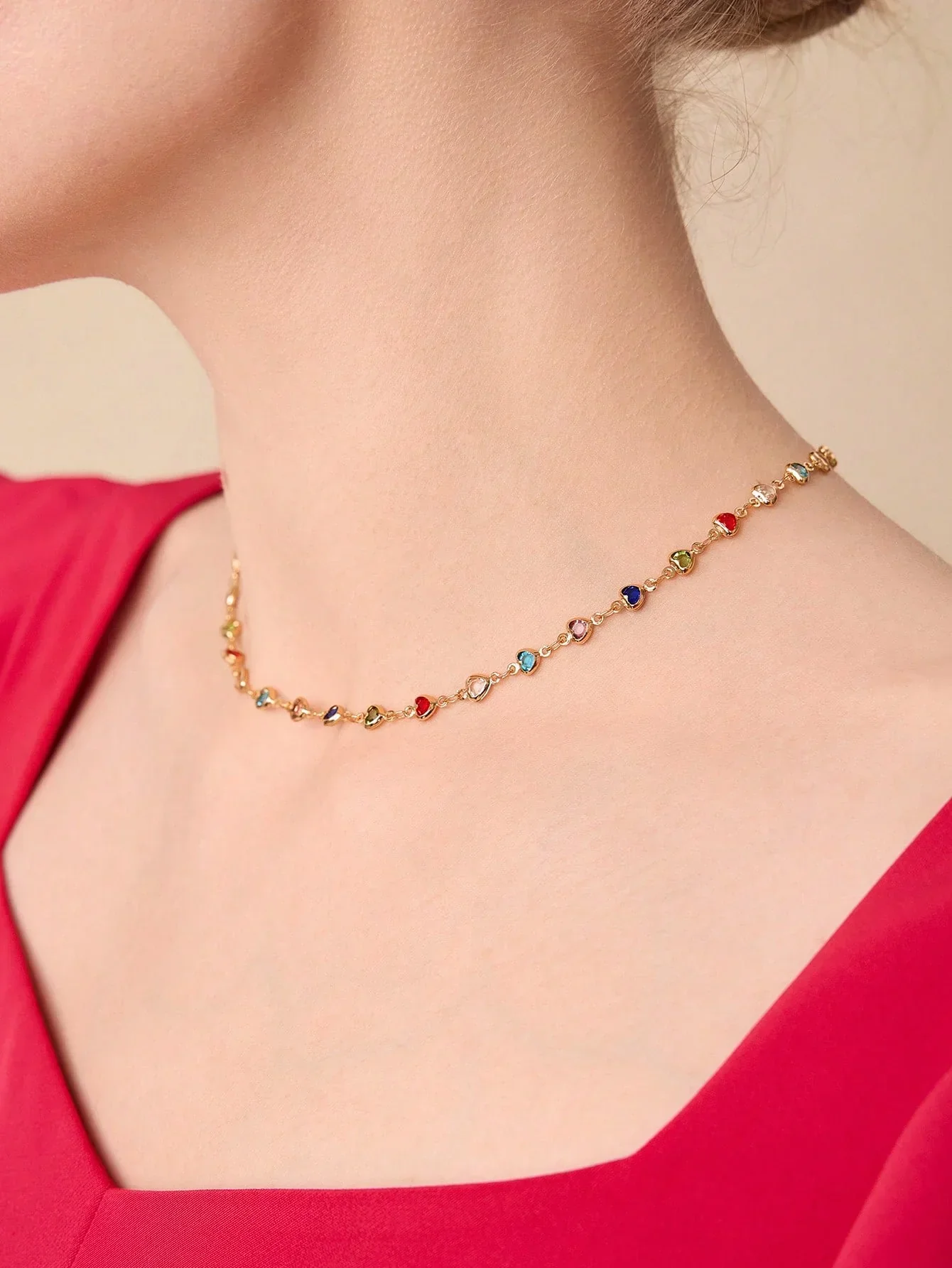 Collier Sweet Heart plaqué or, chaîne délicate scintillante – Image 2