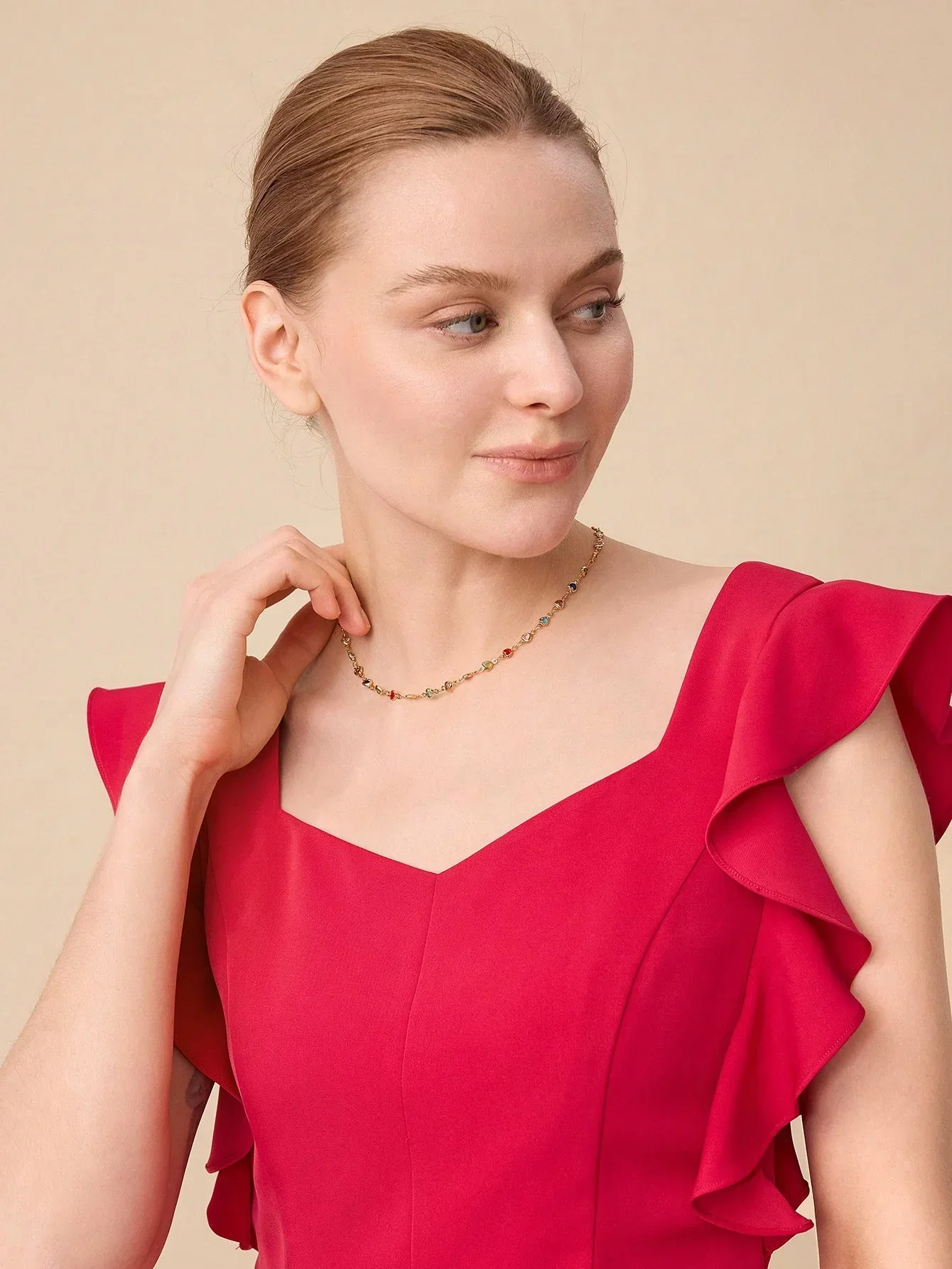 Collier Sweet Heart plaqué or, chaîne délicate scintillante – Image 4