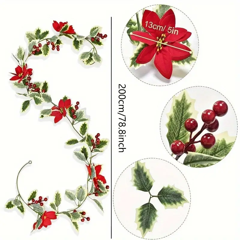Guirlande de Fleurs de Poinsettia Rouge – Image 5