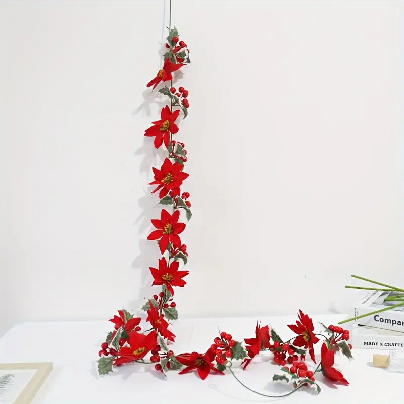 Guirlande de Fleurs de Poinsettia Rouge – Image 2