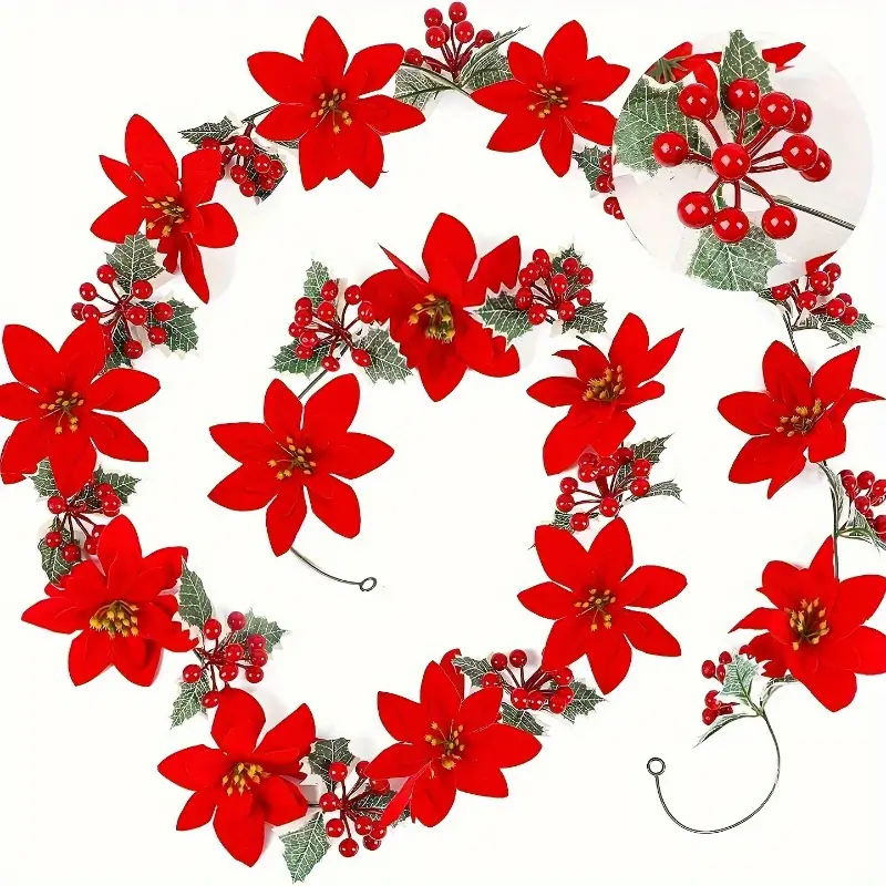 Guirlande de Fleurs de Poinsettia Rouge – Image 4