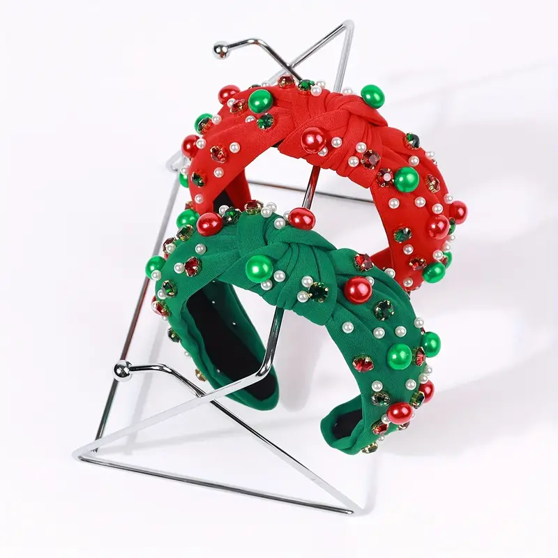 Bandeau de Noel Perles Vert et Rouge – Image 3