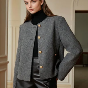 Blazer vintage anthracite à boutons et manches longues