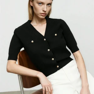 Pull en tricot à col en V pour une tenue de bureau chaude et polyvalente