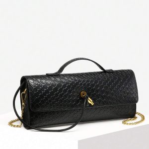 Woven Texture Kisslock Clutch Evening Bag