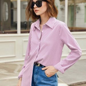 Chemise à manches longues boutonnée sur le devant Polyvalente Élégante Chic