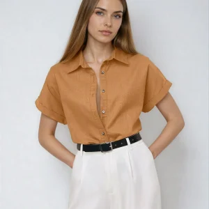 Chemise décontractée à col ouvert sur le devant, boutonnée sur le devant, coupe classique