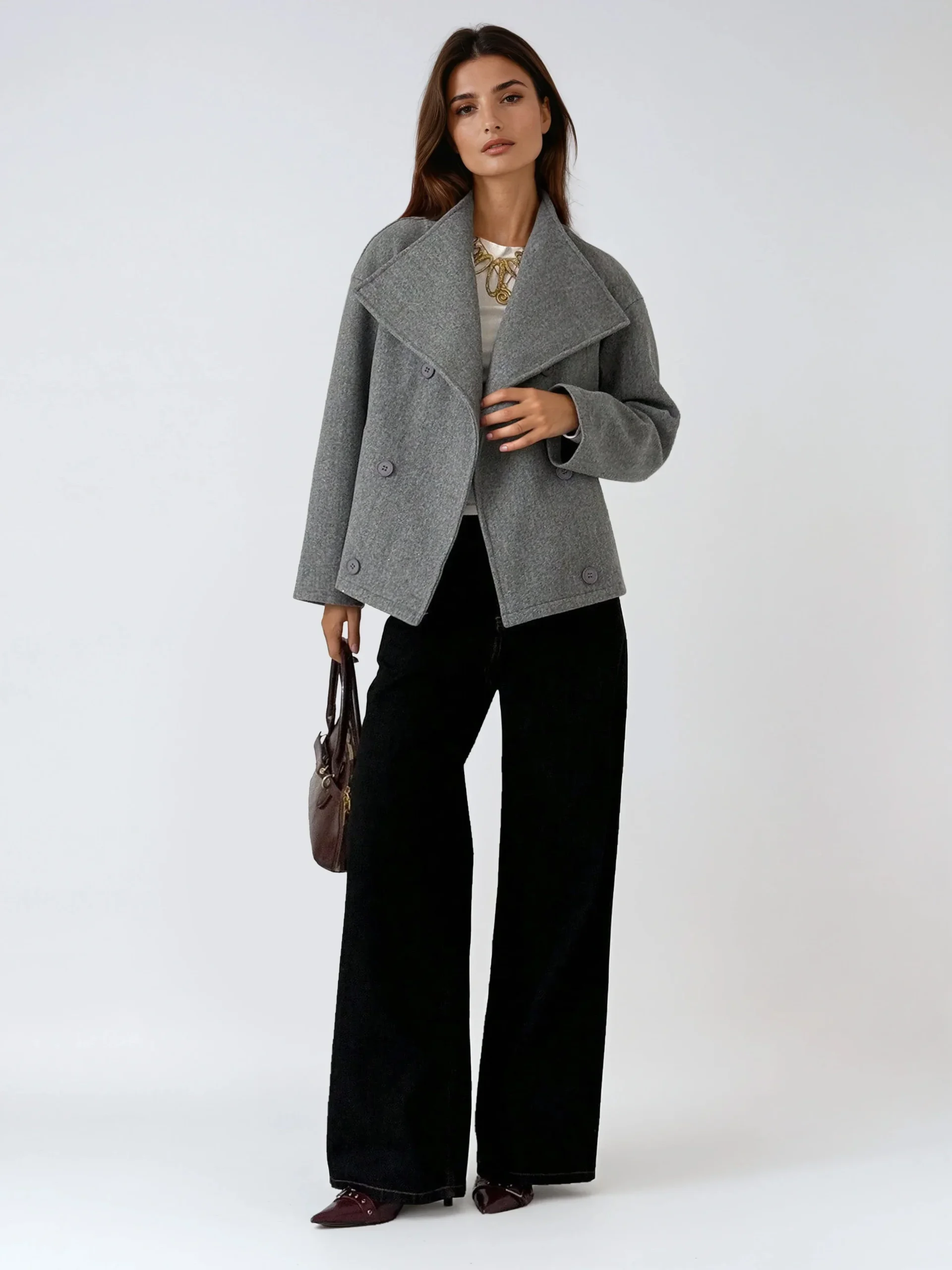 Manteau croisé chic avec poches automne-hiver – Image 2