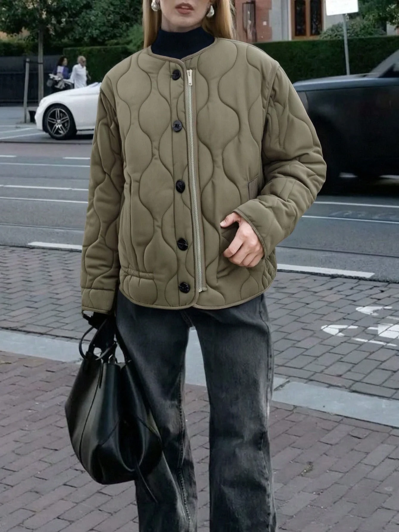 Veste matelassée à fermeture éclair et poches – Image 3