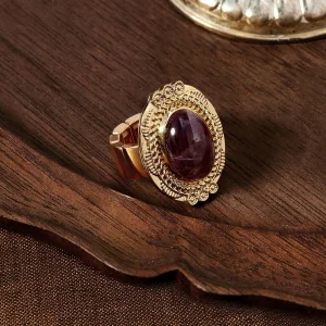 Vintage Gold Gemstone Single Ring For Women Casual Everyday Wear Old Money Charm Jewelry
