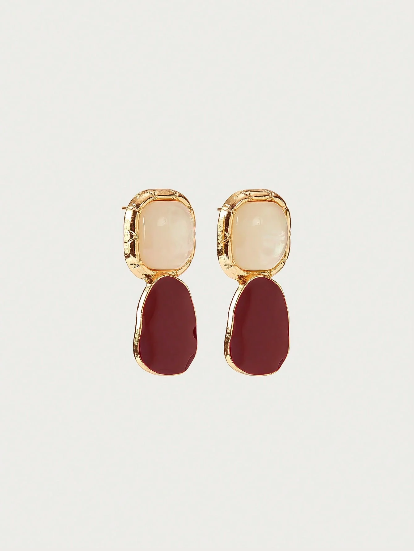 Burgundy Zinc Square Drop Earrings – Image 5