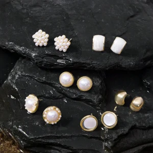 Pearl Cat Eye Rhinestone Earrings Set