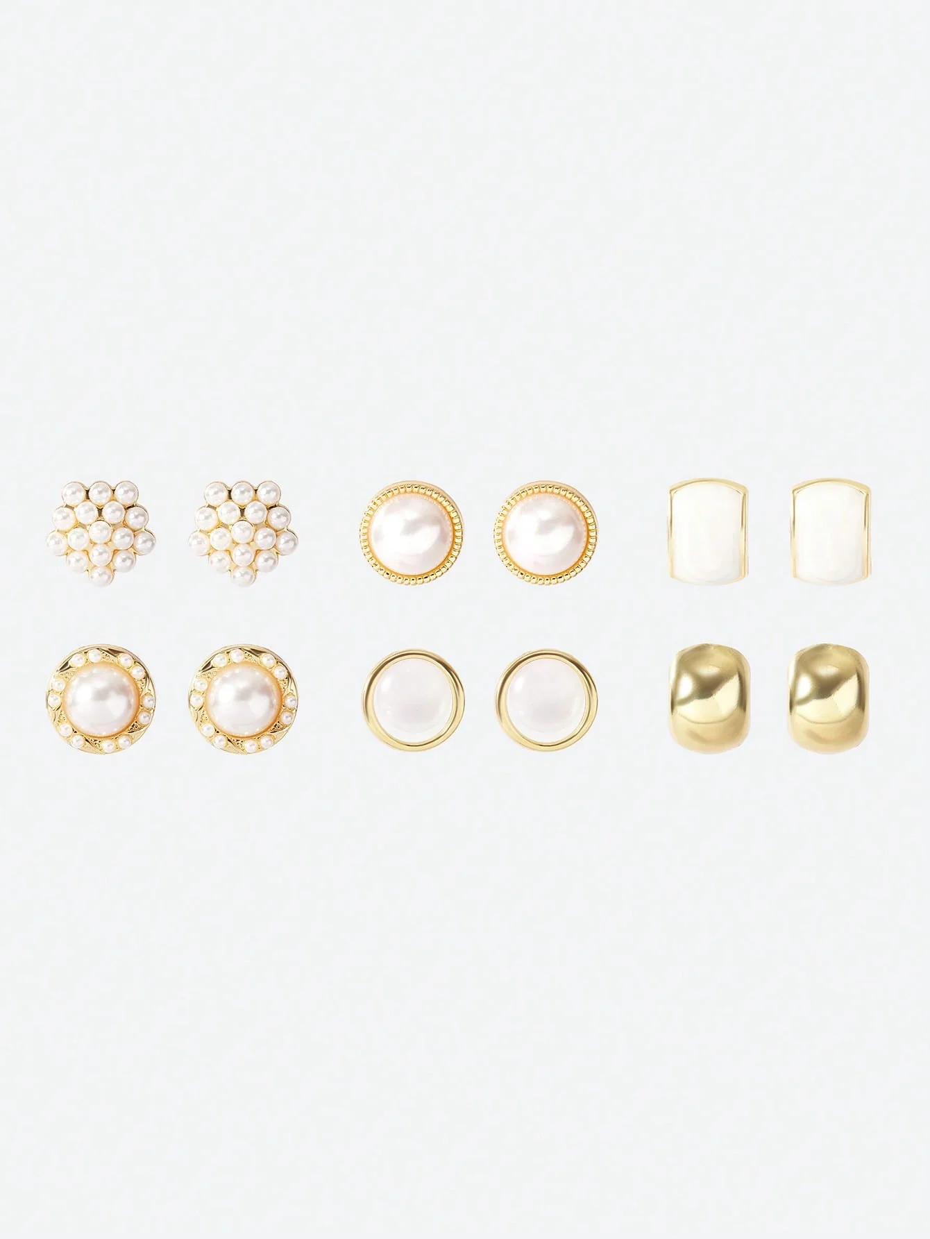 Pearl Cat Eye Rhinestone Earrings Set – Image 2