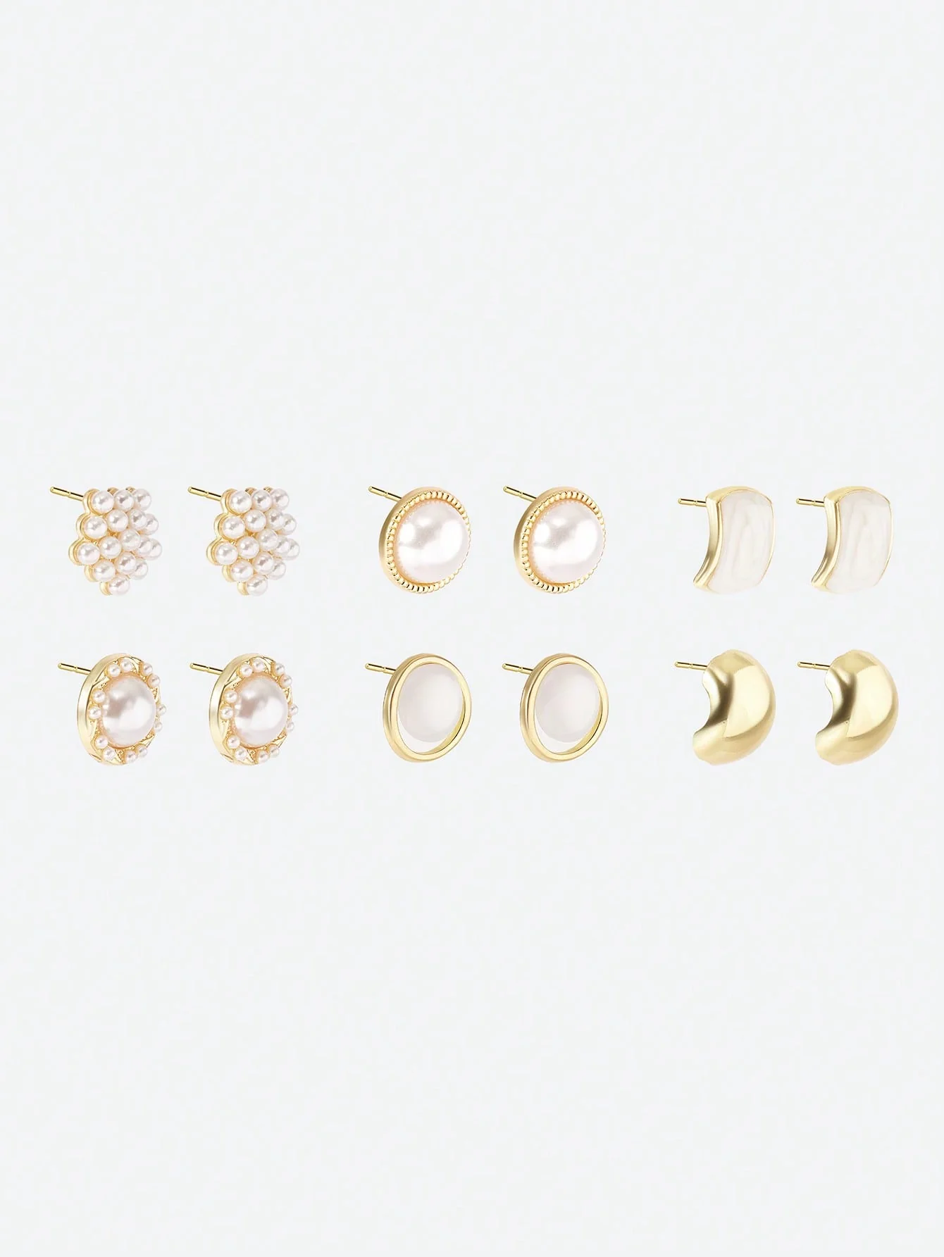 Pearl Cat Eye Rhinestone Earrings Set – Image 4
