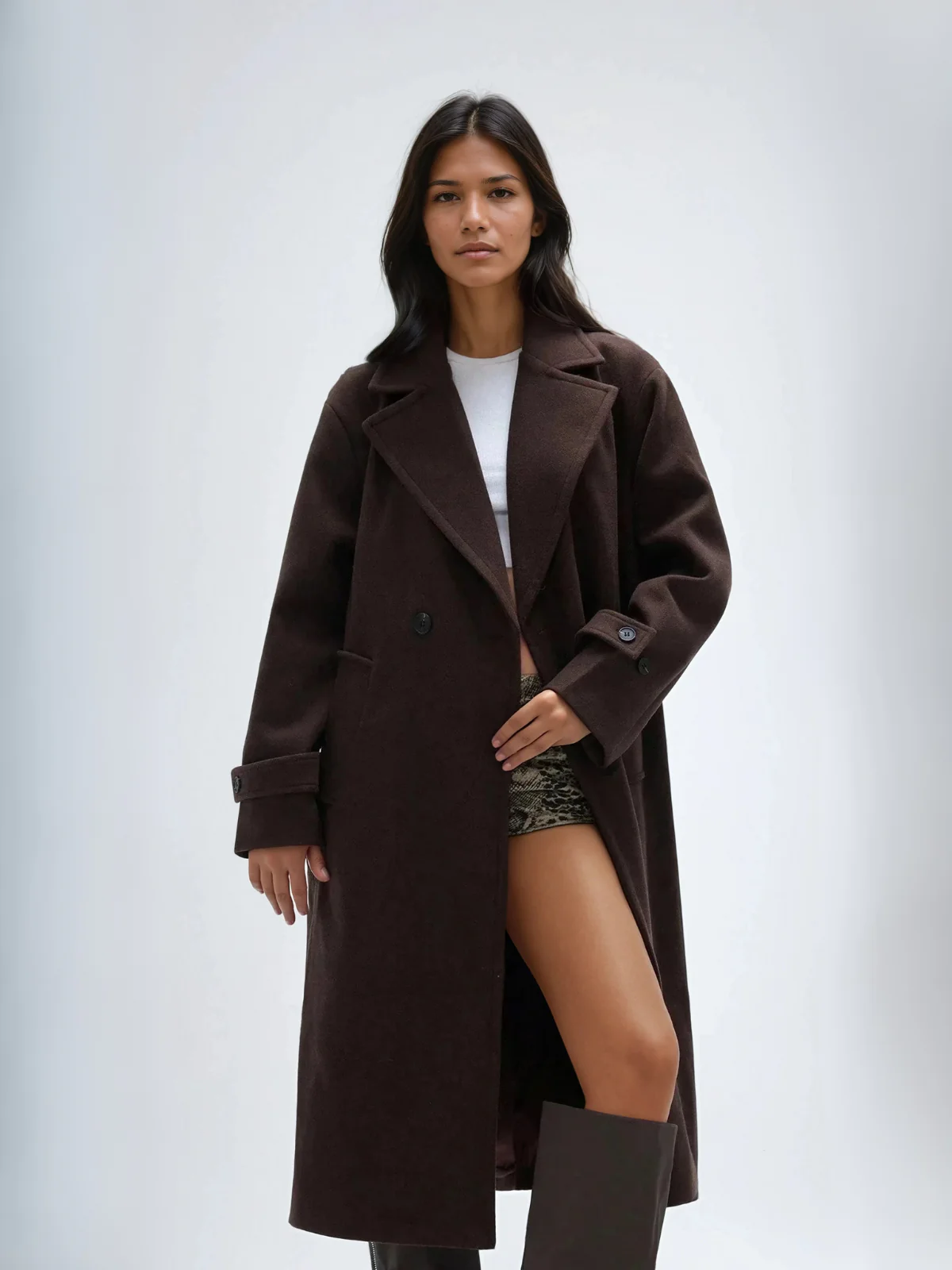 Manteau en laine oversize, confortable et chaud, revers élégant, style décontracté