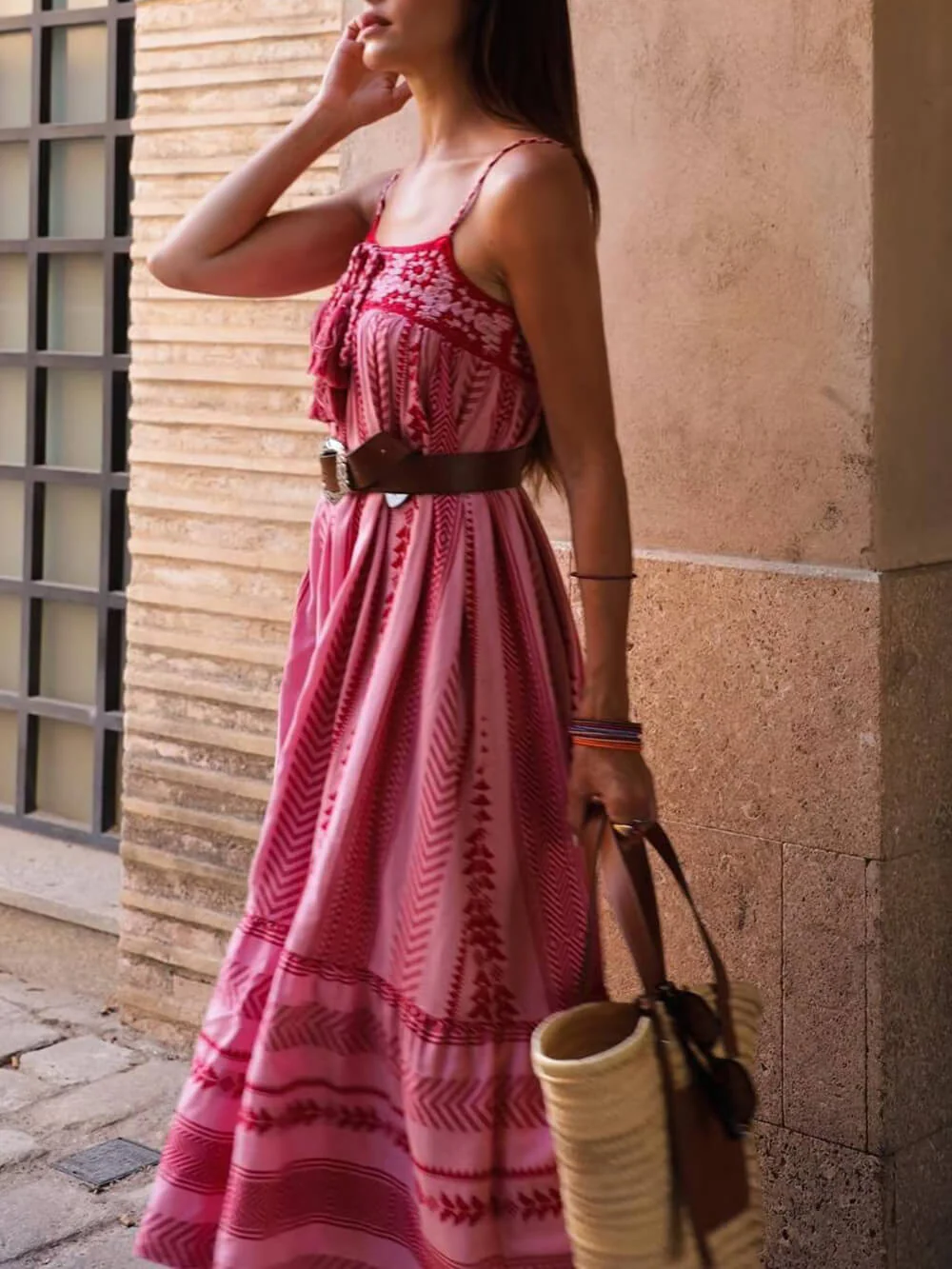 Robe Longue Bustier Bohème Rose – Coupe Fluide & Charme Chic – Image 4