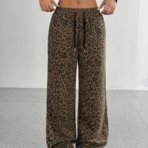 Rhoda - Pantalon de survêtement à cordon de serrage imprimé léopard pour femmes