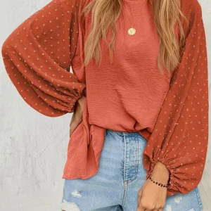 Odessa - Blouse ample à manches longues et pois suisses chic