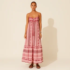 Robe Longue Bustier Bohème Rose – Coupe Fluide & Charme Chic