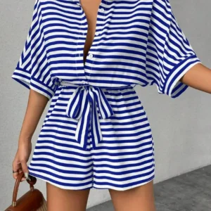 Patricia - Élégante combinaison à manches mi-longues et taille nouée