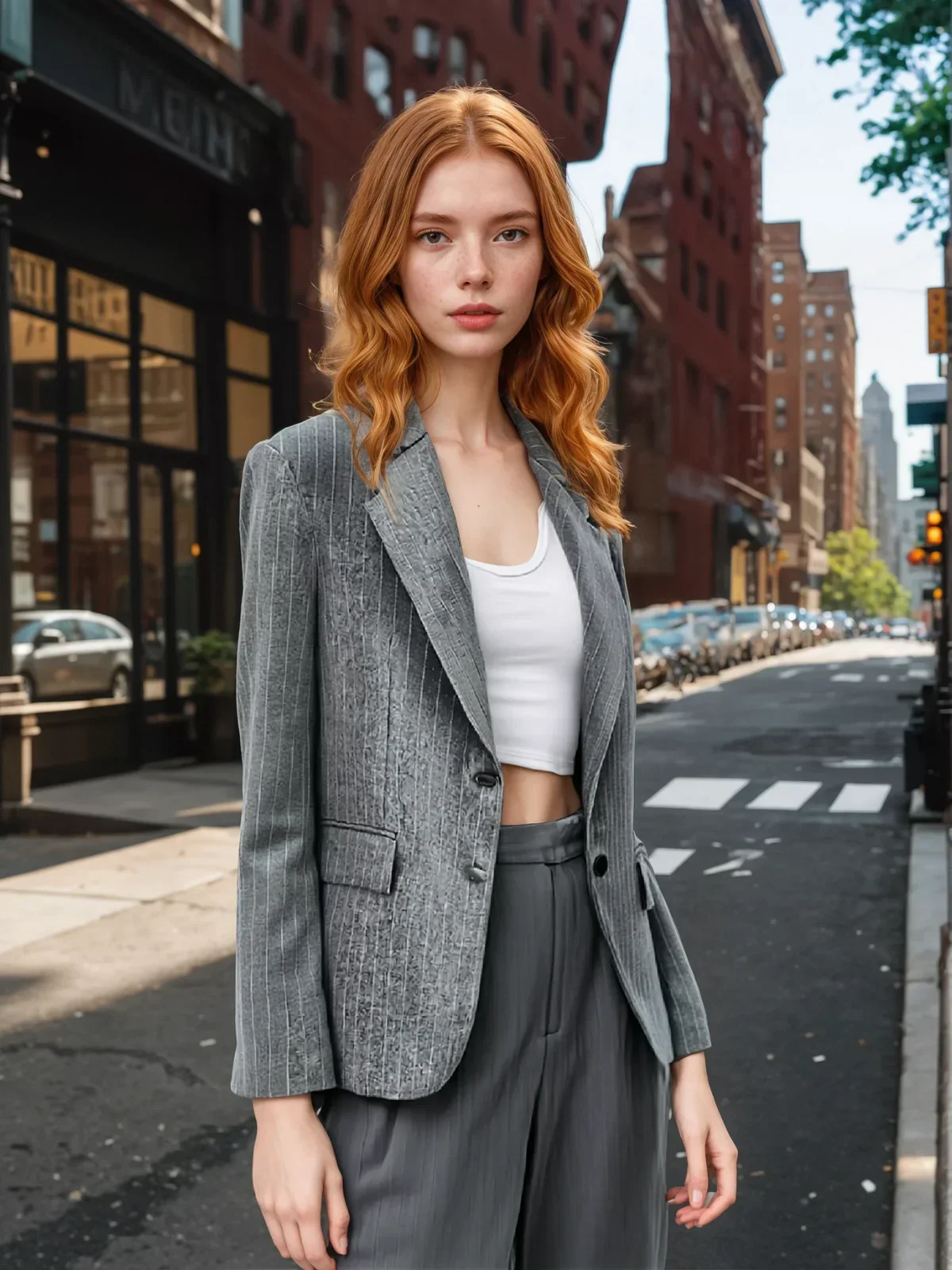 Blazer oversize à revers et rayures en laine mélangée – Image 7