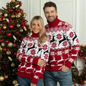 Pull de Noel Couple avec Rennes et Étoiles