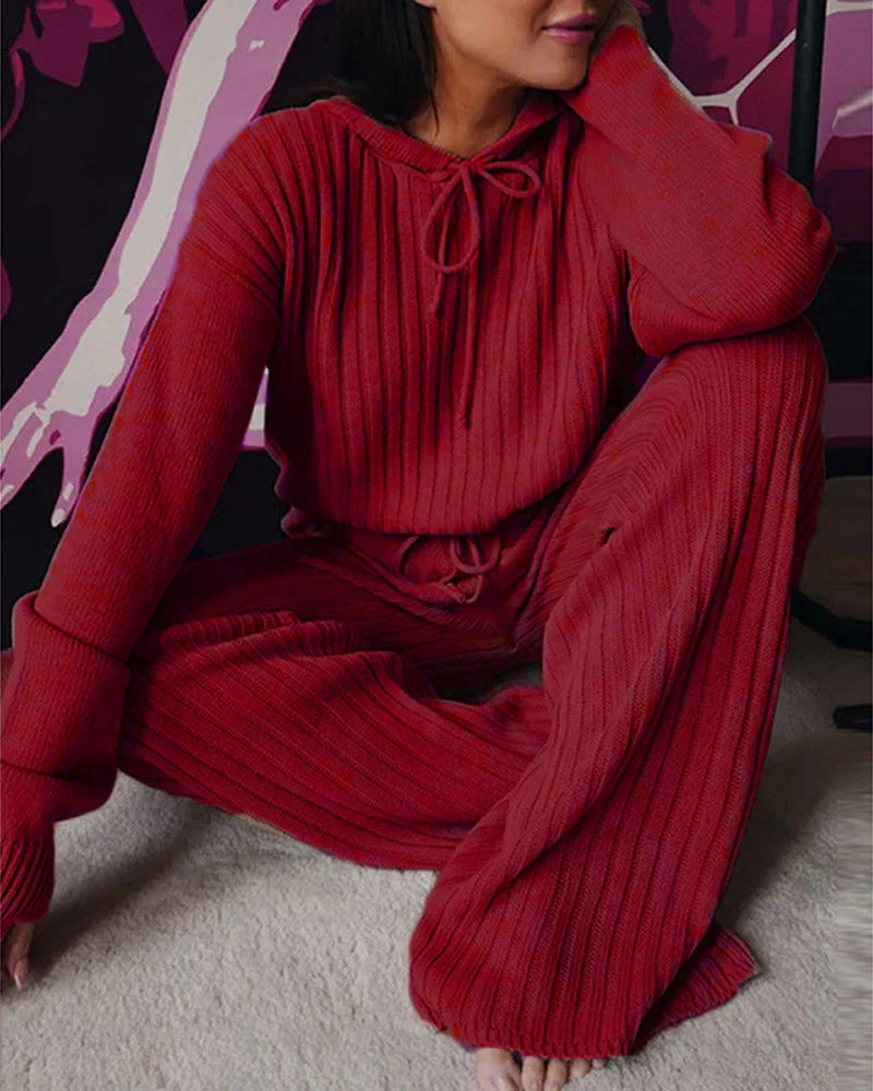 Ensemble Pull et Pantalon en Maille Côtelée | Confortable et Tendance | Look Décontracté – Image 3