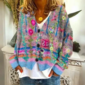 Eléa - Pull pour dames avec motifs floraux
