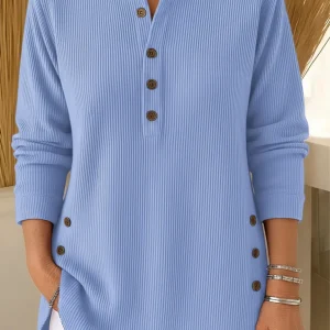 Pull en tricot uni à boutons pour femme doux et élégant