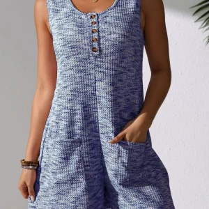 Maricel - Combinaison casual sans manches avec boutons et poches