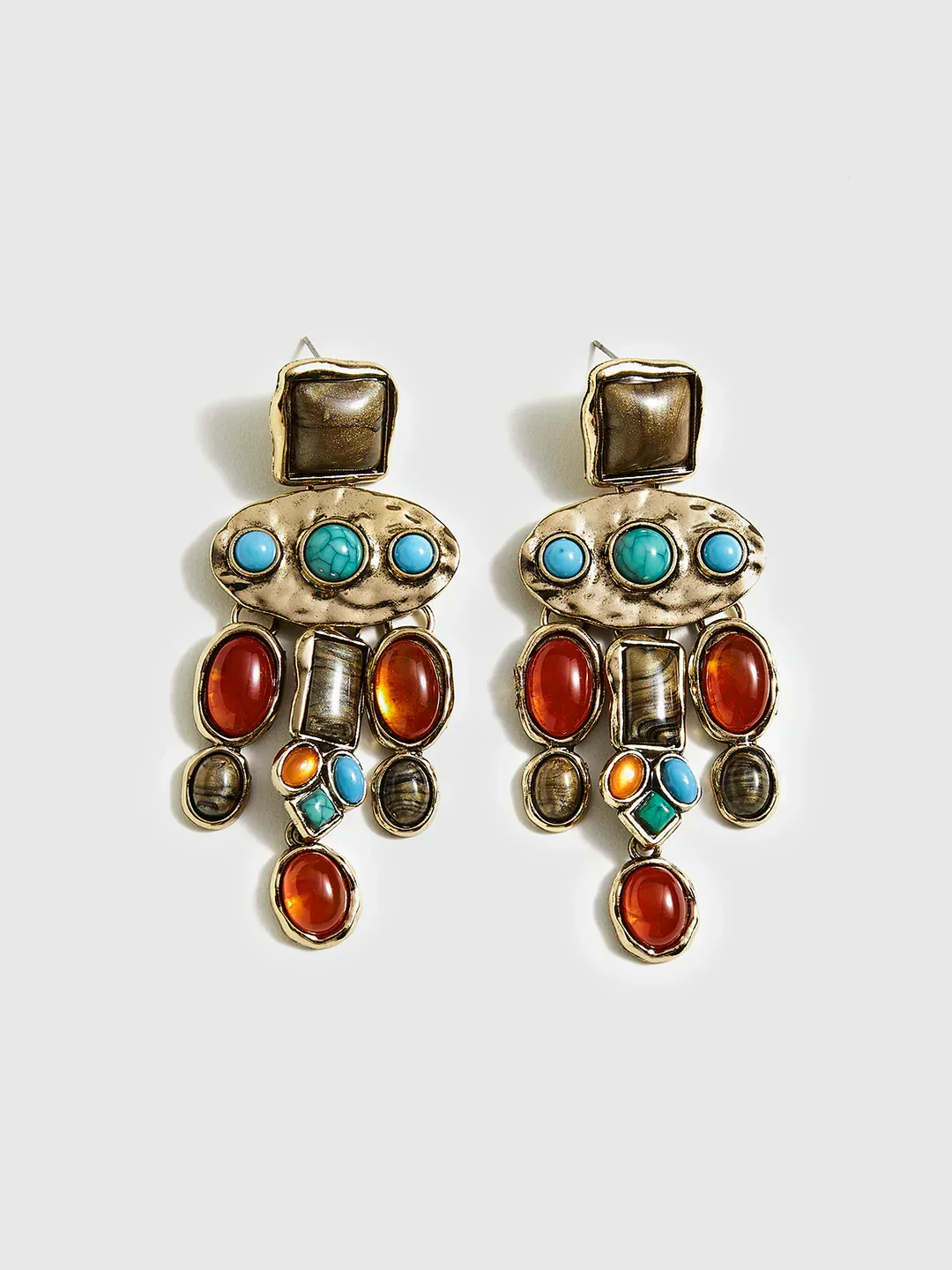 Boucles d'oreilles pendantes bohème chic en pierres précieuses colorées