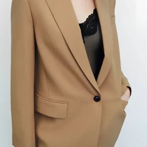 Blazer à poches camel style décontracté