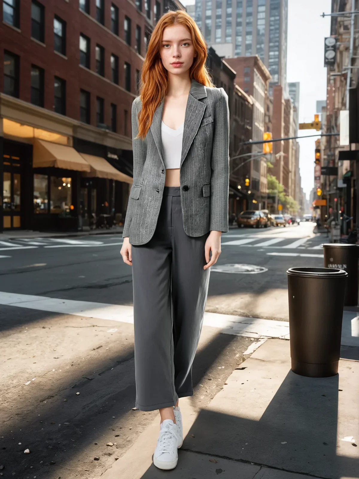 Blazer oversize à revers et rayures en laine mélangée – Image 6