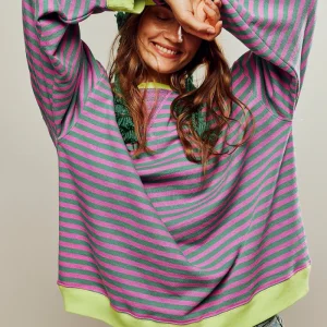 Sweat Rayé Loose – Coupe Confort & Esprit Weekender Coloré