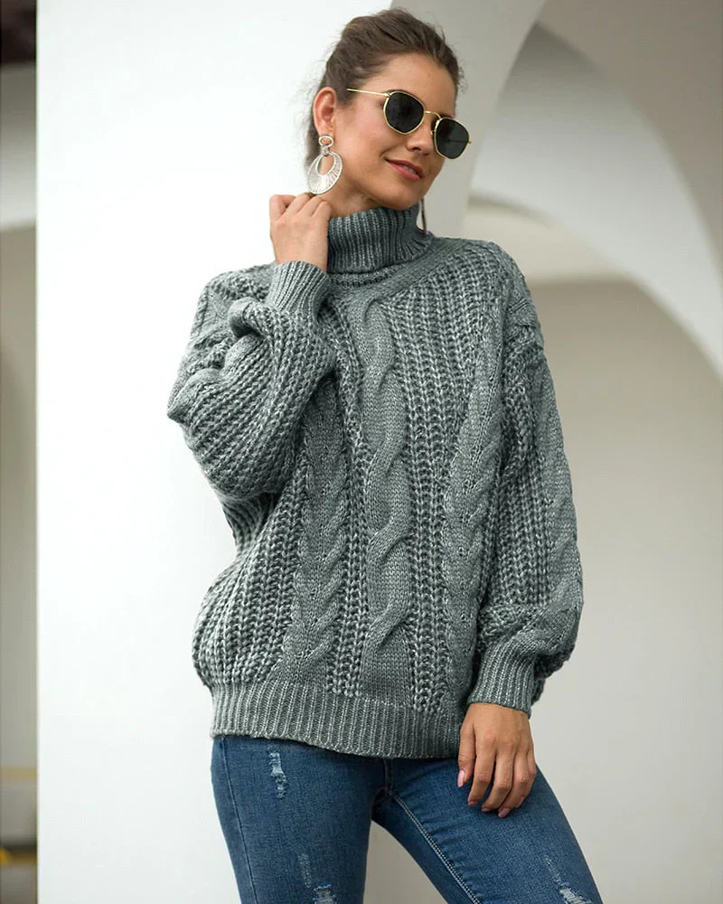 Lara - Pull à col roulé en tricot torsadé – Image 3