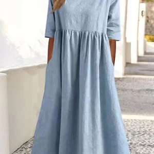 Robe Midi Décontractée | Coton Respirant | Coupe Ample et Chic