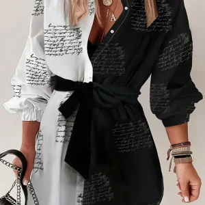 Virginia - Robe chemise boutonnée sur le devant à blocs de couleurs