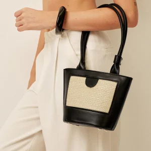 Sac fourre-tout à panneaux tissés bicolores